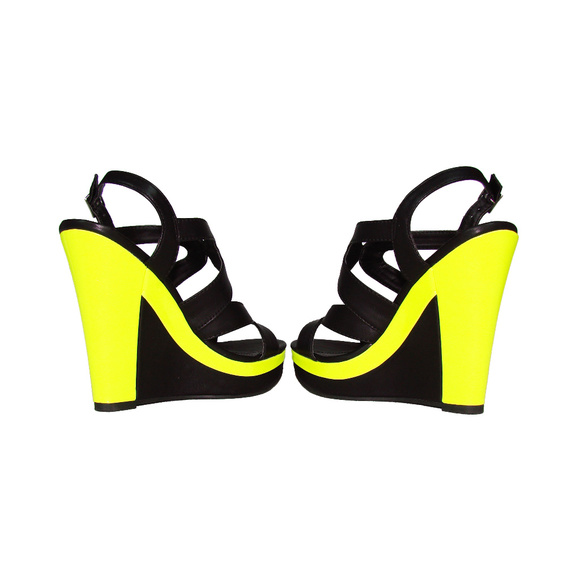 Rock & Republic Neon Platform Wedge Strappy Heels - Picture 7 of 8